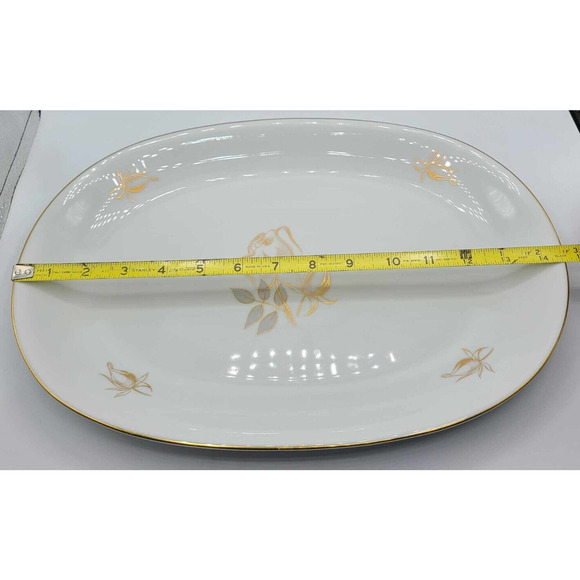 Vintage KPM Krister Germany 14 1/2" Oval Serving Platter. Gold Rose Design - Picture 5 of 9